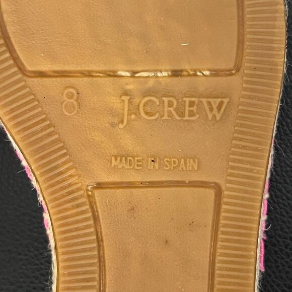 J. Crew Hot Pink Canvas Slip On Mules with Embroidered Palm Trees Sz 8 - Picture 8 of 9